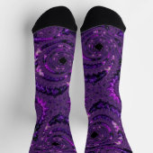 Chaussette Funky Bold Boho Purple Digital Abstrait Fractal (Haut)