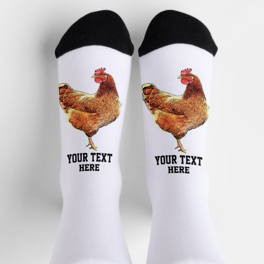 Chaussette Funky Chicken Rooster Farm Message personnalisé (Haut)