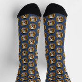 Chaussette Funky Custom Animaux Photo Chien Chat Motif Bleu (Haut)