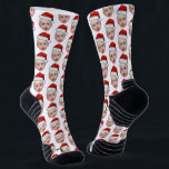 Chaussette Funky Custom Face Photo Père Noël Head Christmas<br><div class="desc">Funky Custom Face Photo Père Noël Head Christmas</div>