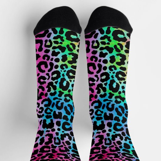 Chaussette Funky Neon Colorful Leopard Print (Haut)