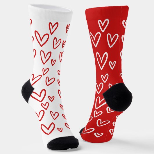 CHAUSSETTE FUNKY RED & WHITE HEARTS VALENTINE'S DAY (Angulaire)