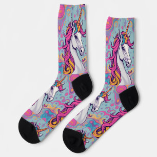 Chaussette Funky super girlie rose bébé bleu Unicorn