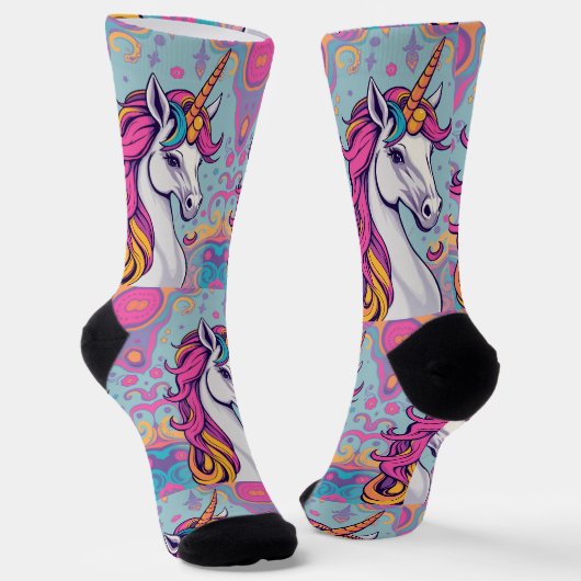 Chaussette Funky super girlie rose bébé bleu Unicorn (Angulaire)