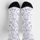 Chaussette Funny Black and White Cat Pattern Socks (Haut)