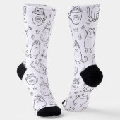 Chaussette Funny Black and White Cat Pattern Socks (Angulaire)
