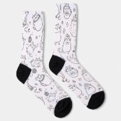 Chaussette Funny Black and White Cat Pattern Socks (Droite)