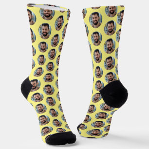 Chaussette Funny Boyfriend Photo pour petite amie Jaune