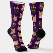 Chaussette Funny Cat Faces Pattern Crew Socks (Angulaire)