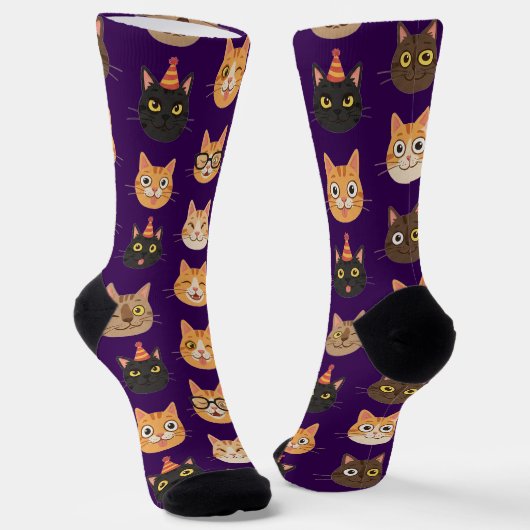 Chaussette Funny Cat Faces Pattern Crew Socks (Angulaire)