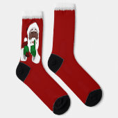 Chaussette Funny Christmas Socks African Santa Socks Custom (Droite)