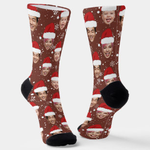 Chaussette Funny Custom 3 visages Noël Chapeaux de Noël Chaus