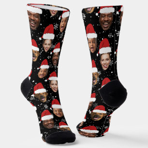 Chaussette Funny Custom 4 visages Noël Chapeaux de Noël Chaus