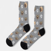 Chaussette Funny Custom Chien & Cat 3 Photos avec Empreintes  (Gauche)