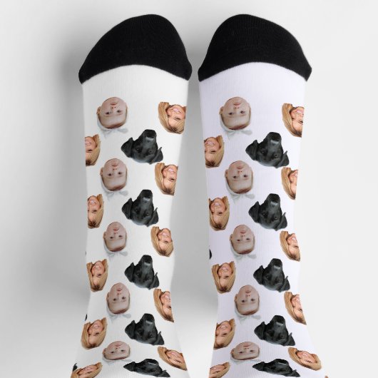 Chaussette Funny Custom Face Photo Famille Face 3 Photos (Haut)