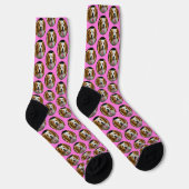 Chaussette Funny Custom Pet Photo Grid Motif Humour rose (Droite)