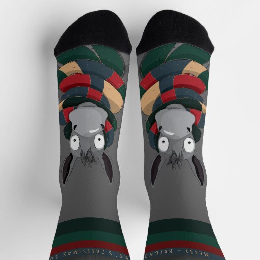 Chaussette Funny Festive Chic Stylish Fun Winter Donkey Grey  (Haut)