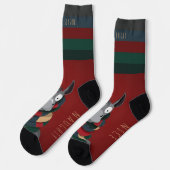 Chaussette Funny Festive Fun Winter Donkey Cartoon Red (Gauche)
