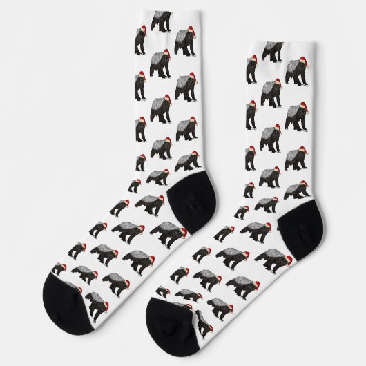 Chaussette Funny Honey Badger Badass Père Noël Noël (Gauche)