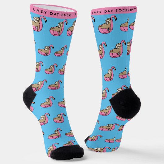 Chaussette Funny Lazy Motif rose & bleu (Angulaire)