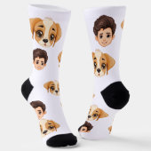 Chaussette Funny Personalized Couple Face 2 Photos Dog (Angulaire)