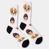 Chaussette Funny Personalized Couple Face 2 Photos Dog (Droite)