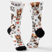 Chaussette Funny Socks with I Love Dogs , Adorable Pet Lover  (Angulaire)