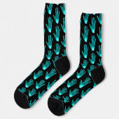 Chaussette Funny Turquoise Motif main (Gauche)