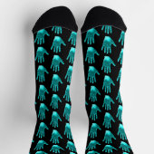 Chaussette Funny Turquoise Motif main (Haut)