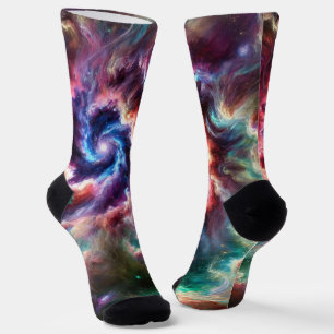 Chaussette Galaxie spirale cosmique colorée avec nébuleuse ra