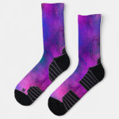 Chaussette Galaxy Paint Splatter, effet Chaussettes bleu viol (Gauche)