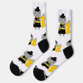 Chaussette Garde de couleur Grise Chat Noir Jaune (Gauche)