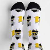 Chaussette Garde de couleur Grise Chat Noir Jaune (Haut)