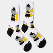 Chaussette Garde de couleur Grise Chat Noir Jaune (Droite)