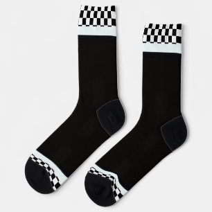 Chaussette Garniture à carreaux noir et blanc