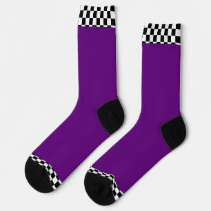 Chaussette Garniture à carreaux noirs et blancs Violet