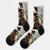 Chaussette Géant doux : Le T-Rex amical qui aime un chat (Gauche)