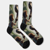 Chaussette Géant doux : Le T-Rex amical qui aime un chat (Droite)