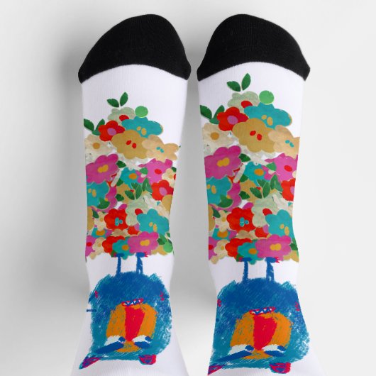 Chaussette Géant grincheux sur des floraisons pastel (Haut)