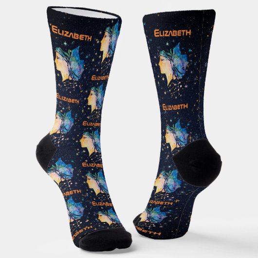 Chaussette Gemini Constellation Zodiac Aquarelle Star Galaxy (Angulaire)