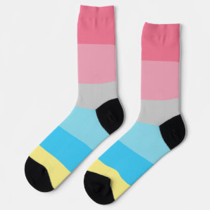 Chaussette Genderflux rose gris bleu jaune rayé LGBT