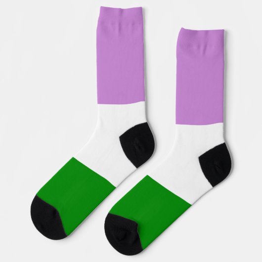 Chaussette Genre gay violet vert blanc rayé LGBT (Gauche)