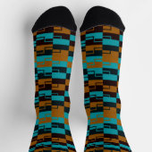 Chaussette Geometric Turquoise and light/dark Brown Black (Haut)