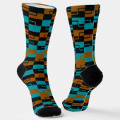 Chaussette Geometric Turquoise and light/dark Brown Black (Angulaire)