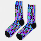 Chaussette Géométrie bleu et violet avec hexagones, triangles (Gauche)