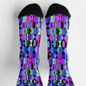 Chaussette Géométrie bleu et violet avec hexagones, triangles (Haut)