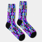 Chaussette Géométrie bleu et violet avec hexagones, triangles (Droite)