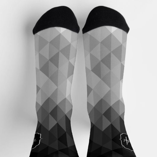 Chaussette Géométrie triangulaire en niveaux de gris motif Mo (Haut)