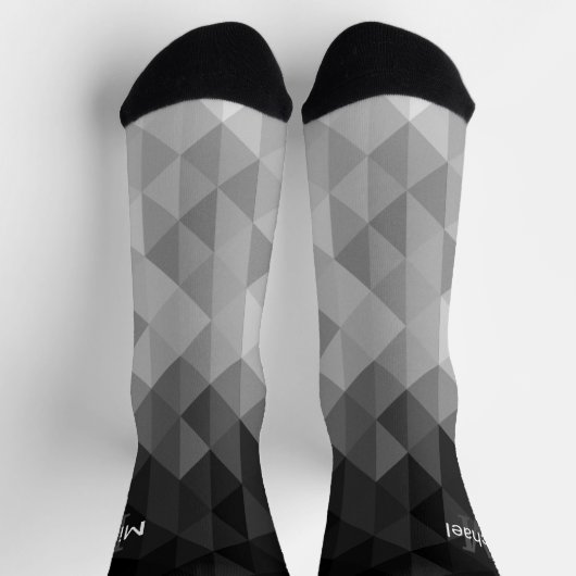 Chaussette Géométrie triangulaire en niveaux de gris motif Mo (Haut)