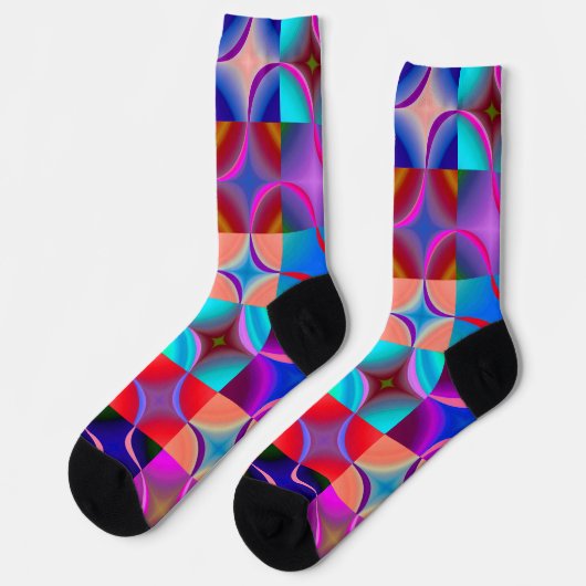 Chaussette Géométrique colorée en tons néons (Gauche)